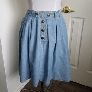 MNG by Mango Chambray Skirt w/ Buttons